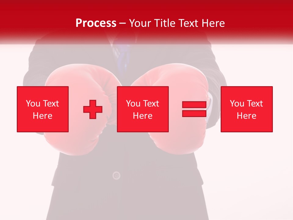 A Man In A Suit And Tie Wearing Red Boxing Gloves PowerPoint Template