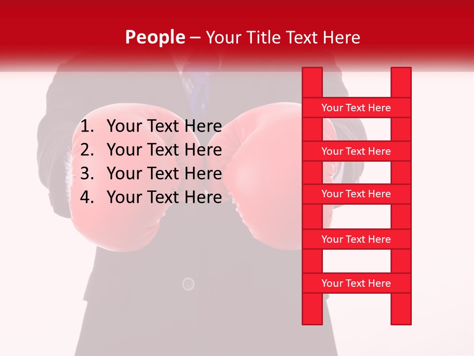 A Man In A Suit And Tie Wearing Red Boxing Gloves PowerPoint Template