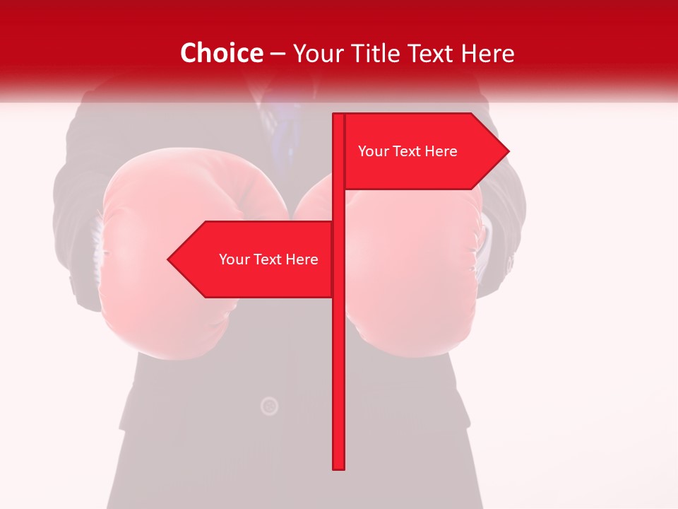 A Man In A Suit And Tie Wearing Red Boxing Gloves PowerPoint Template