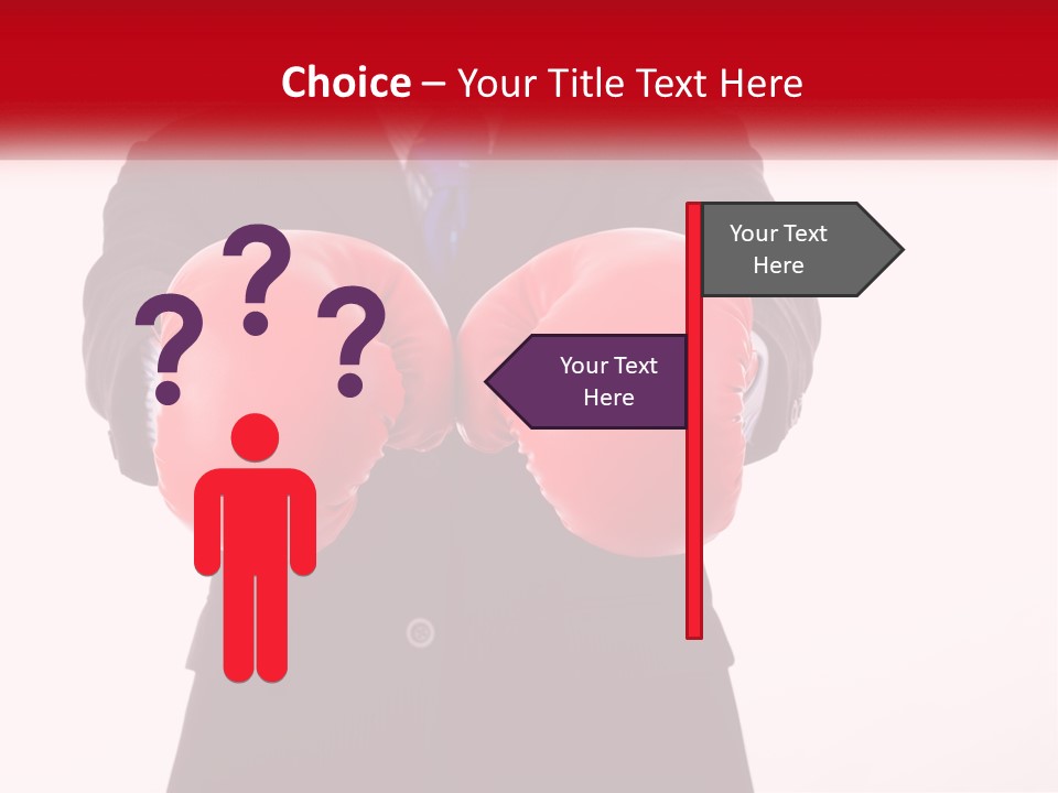 A Man In A Suit And Tie Wearing Red Boxing Gloves PowerPoint Template