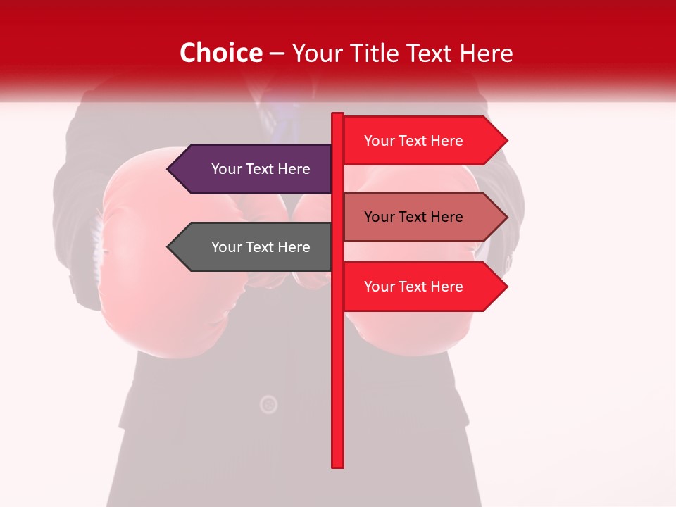 A Man In A Suit And Tie Wearing Red Boxing Gloves PowerPoint Template