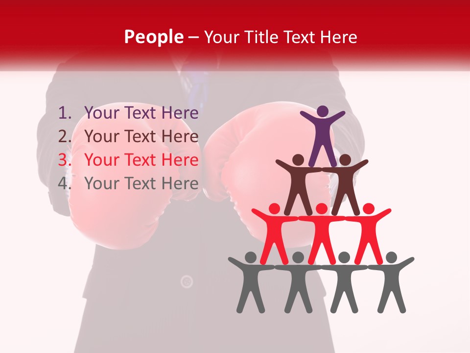 A Man In A Suit And Tie Wearing Red Boxing Gloves PowerPoint Template