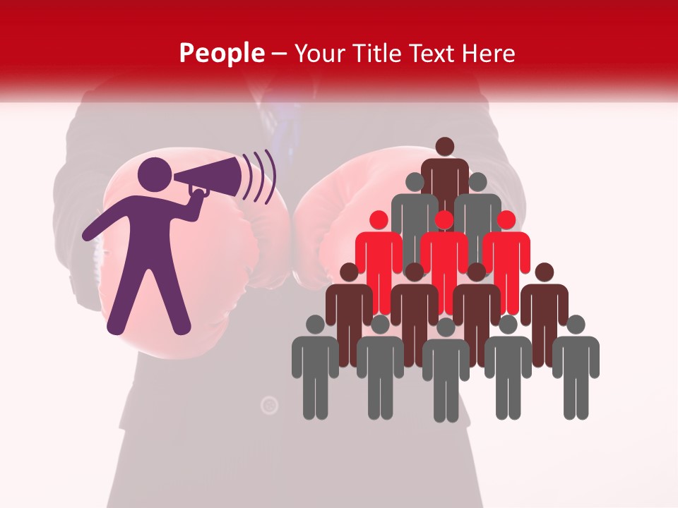 A Man In A Suit And Tie Wearing Red Boxing Gloves PowerPoint Template