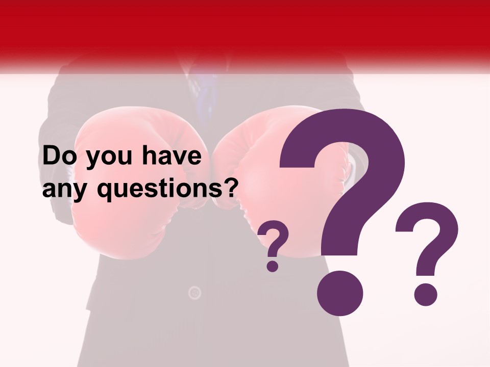 A Man In A Suit And Tie Wearing Red Boxing Gloves PowerPoint Template