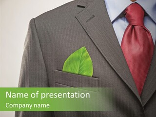 A Man In A Suit With A Green Leaf On His Lapel PowerPoint Template