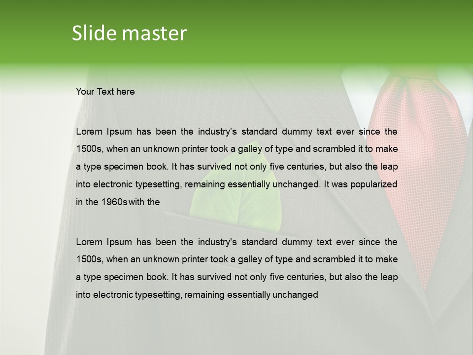 A Man In A Suit With A Green Leaf On His Lapel PowerPoint Template
