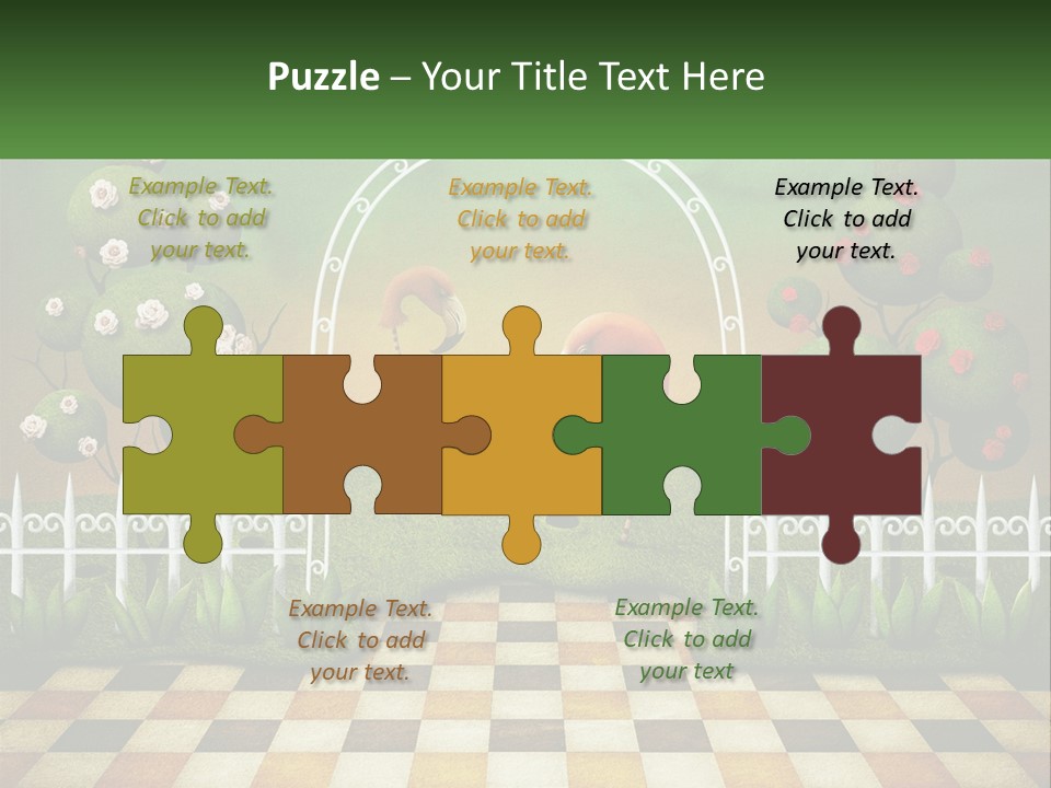 A Picture Of A Green Hill With Flamingos In It PowerPoint Template