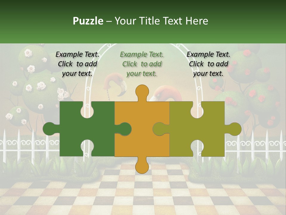 A Picture Of A Green Hill With Flamingos In It PowerPoint Template