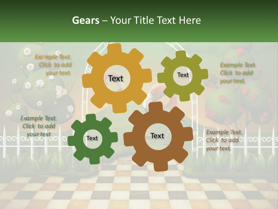 A Picture Of A Green Hill With Flamingos In It PowerPoint Template