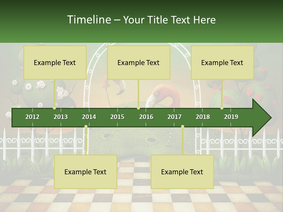 A Picture Of A Green Hill With Flamingos In It PowerPoint Template