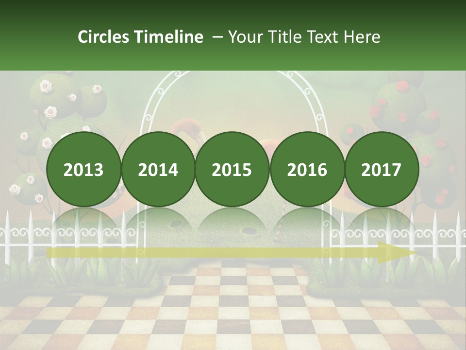 A Picture Of A Green Hill With Flamingos In It PowerPoint Template