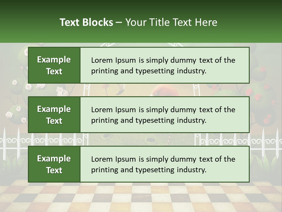 A Picture Of A Green Hill With Flamingos In It PowerPoint Template
