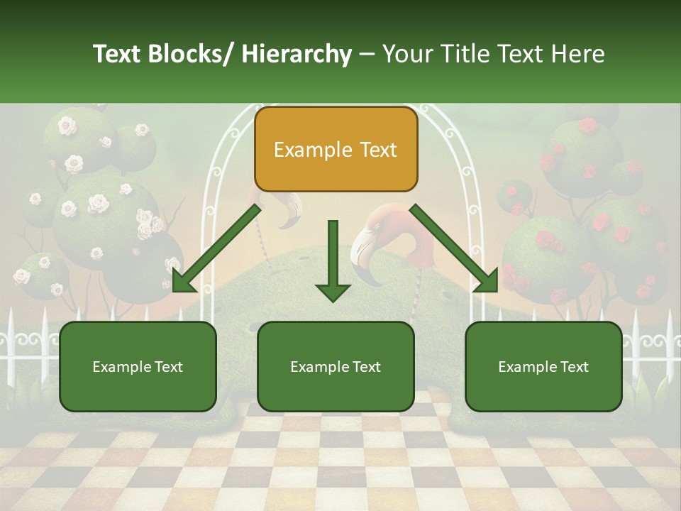 A Picture Of A Green Hill With Flamingos In It PowerPoint Template