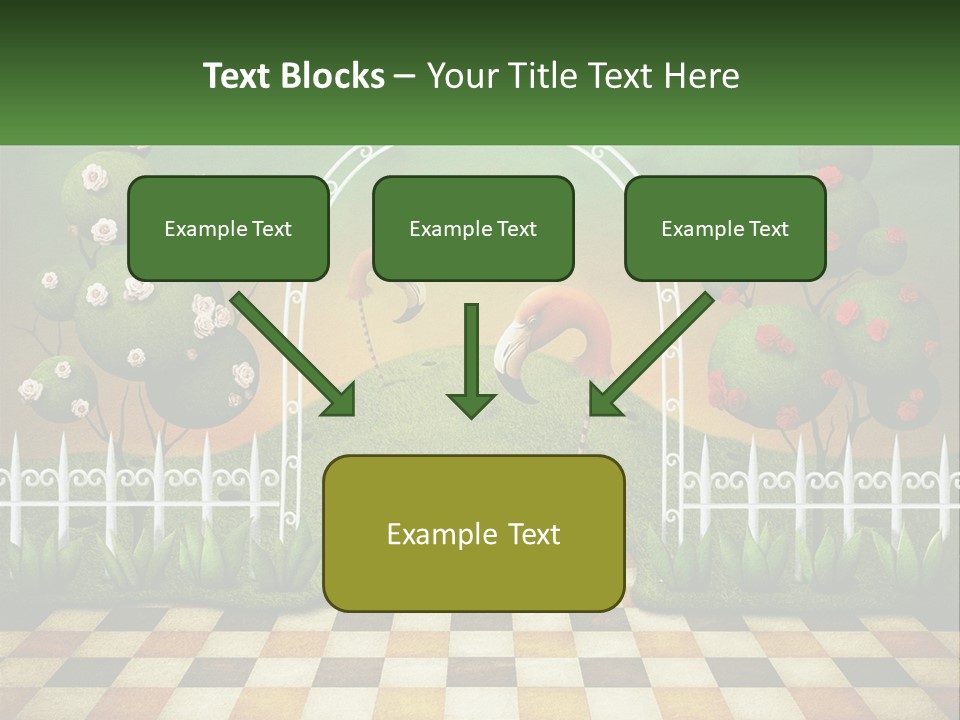 A Picture Of A Green Hill With Flamingos In It PowerPoint Template