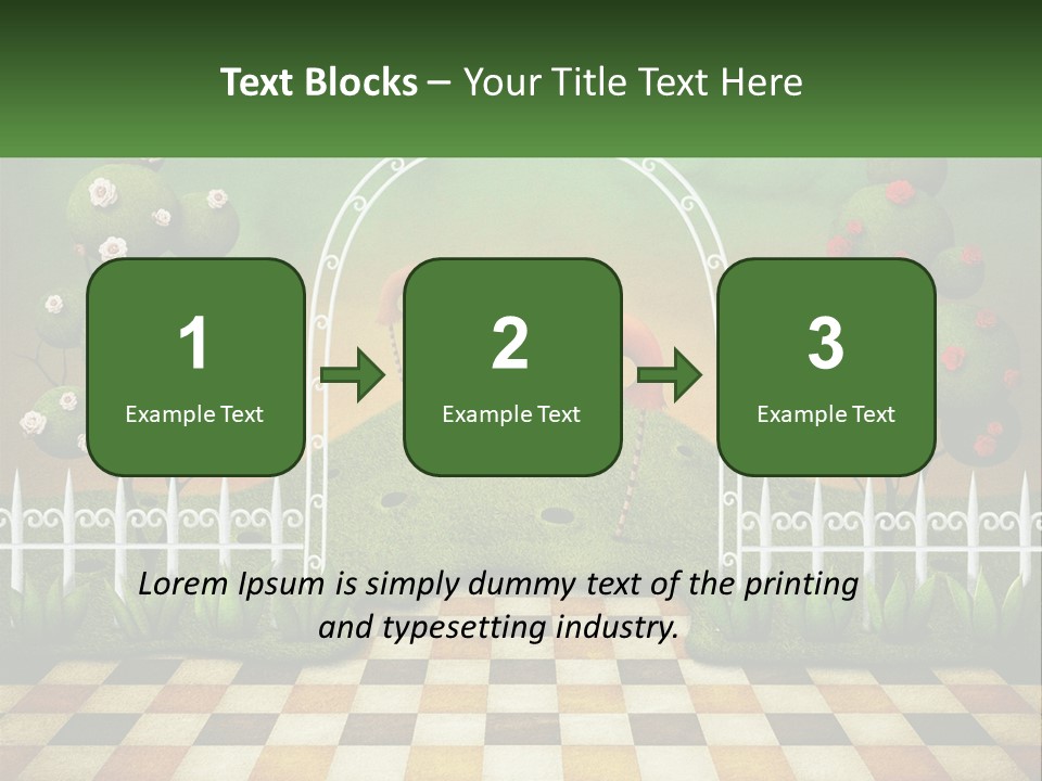 A Picture Of A Green Hill With Flamingos In It PowerPoint Template