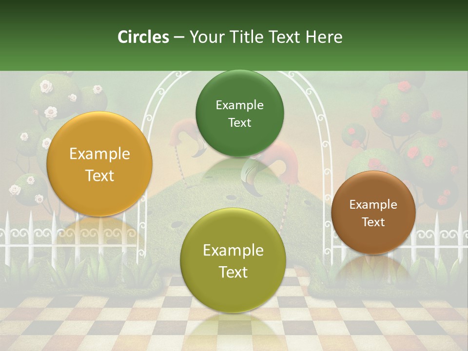 A Picture Of A Green Hill With Flamingos In It PowerPoint Template