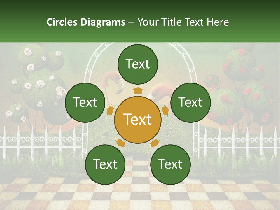 A Picture Of A Green Hill With Flamingos In It PowerPoint Template