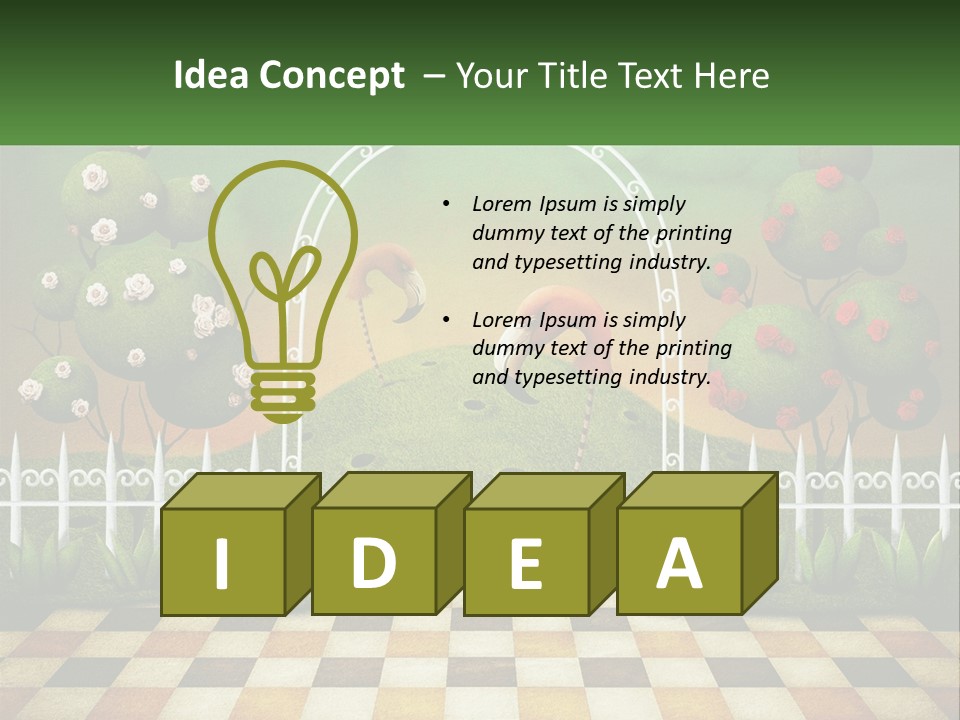 A Picture Of A Green Hill With Flamingos In It PowerPoint Template