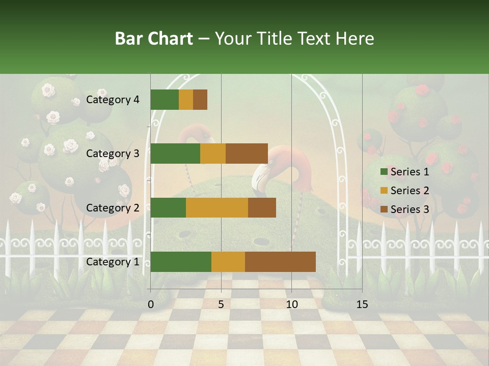 A Picture Of A Green Hill With Flamingos In It PowerPoint Template