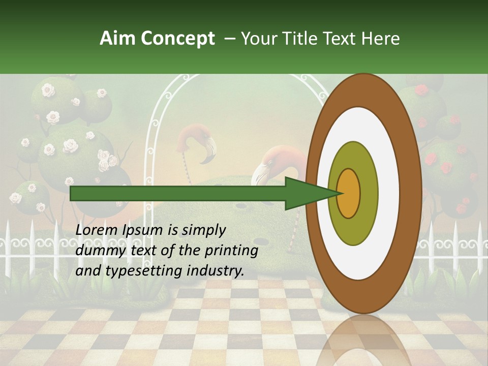 A Picture Of A Green Hill With Flamingos In It PowerPoint Template