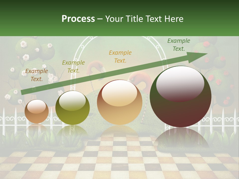 A Picture Of A Green Hill With Flamingos In It PowerPoint Template