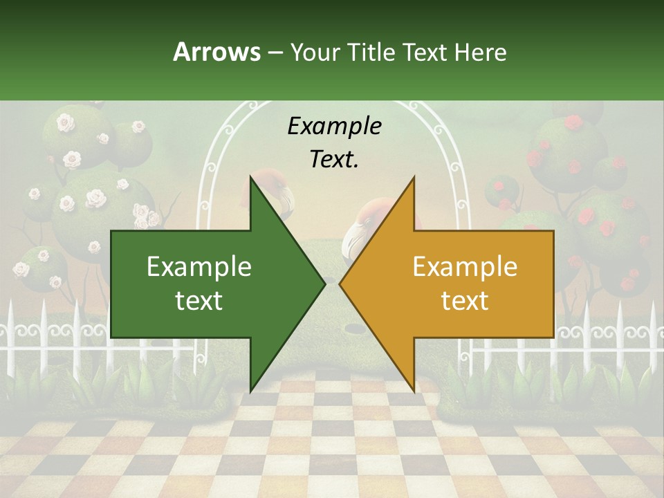 A Picture Of A Green Hill With Flamingos In It PowerPoint Template