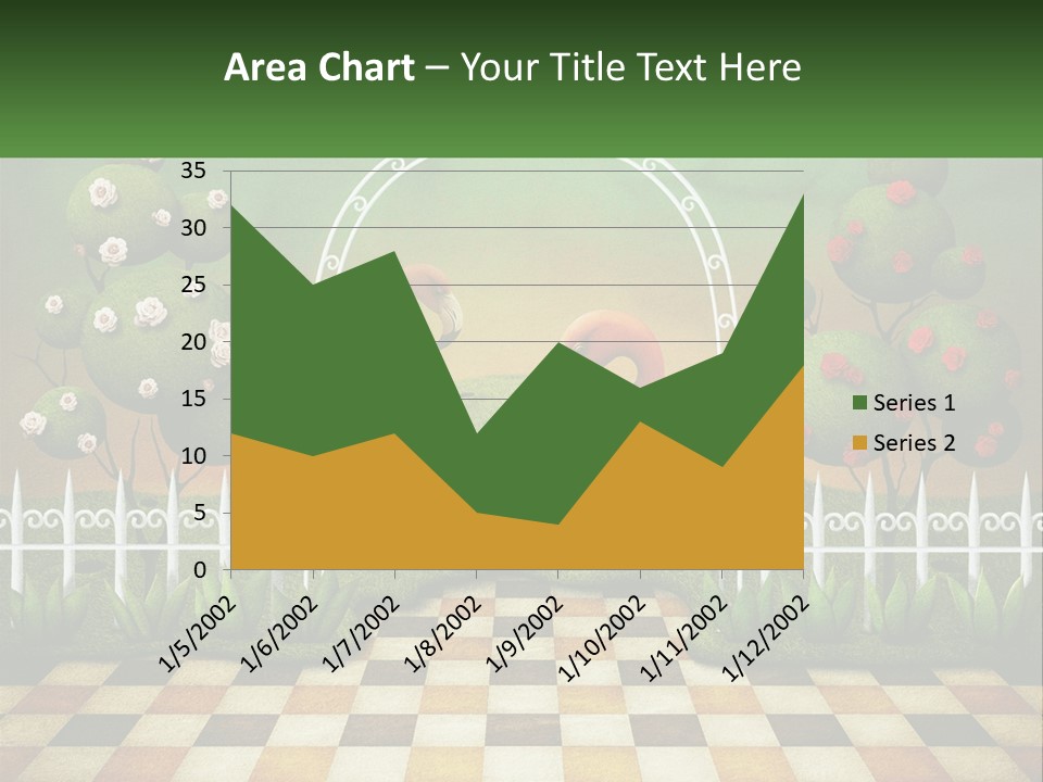 A Picture Of A Green Hill With Flamingos In It PowerPoint Template