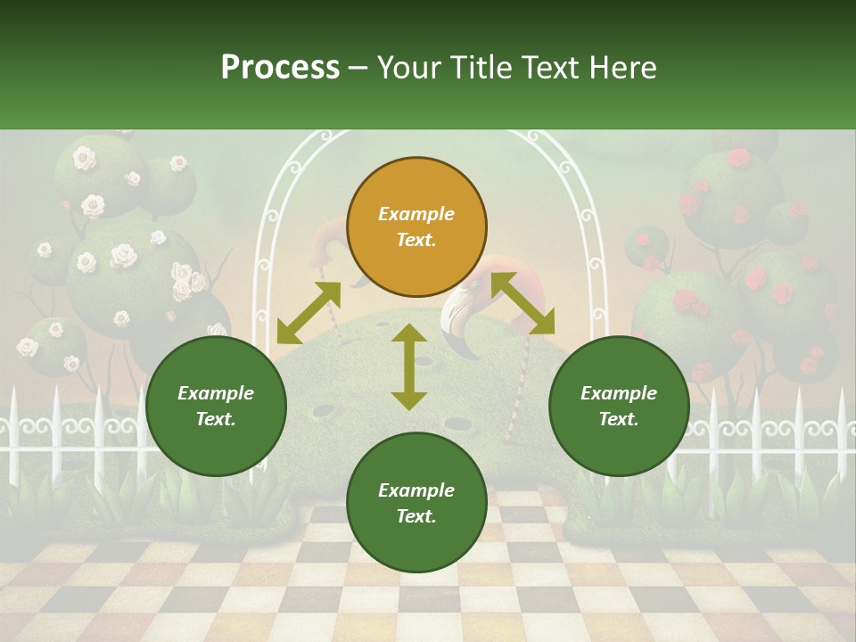 A Picture Of A Green Hill With Flamingos In It PowerPoint Template
