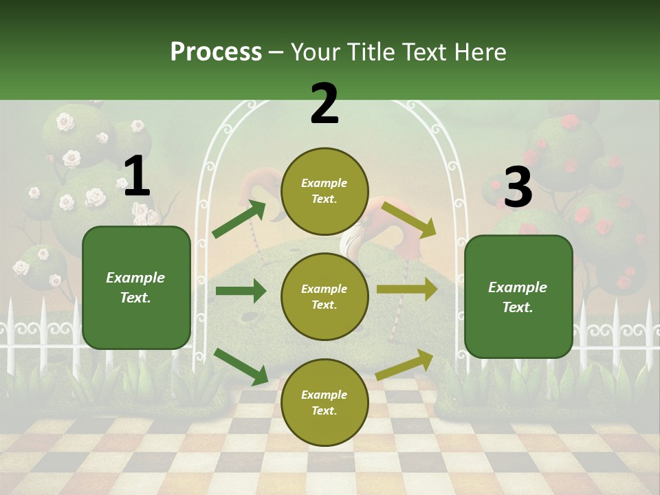 A Picture Of A Green Hill With Flamingos In It PowerPoint Template