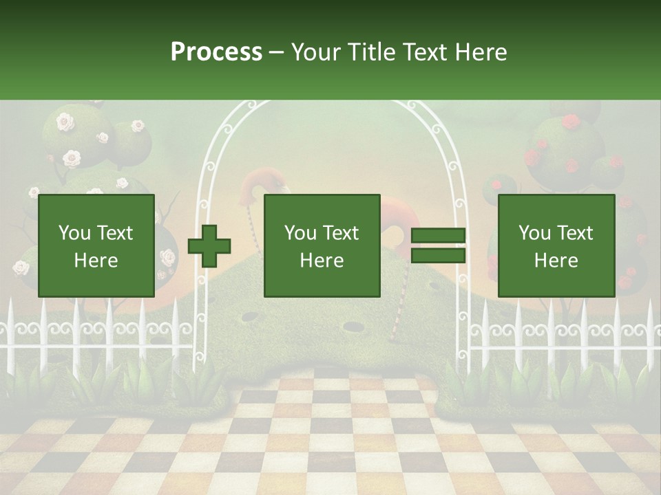 A Picture Of A Green Hill With Flamingos In It PowerPoint Template