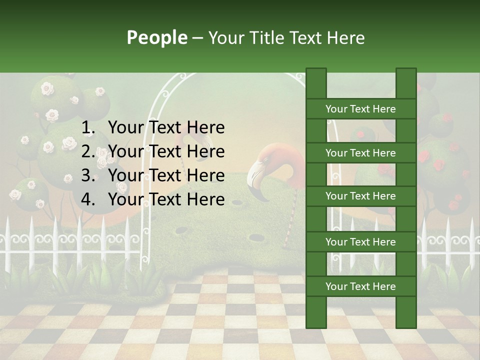 A Picture Of A Green Hill With Flamingos In It PowerPoint Template