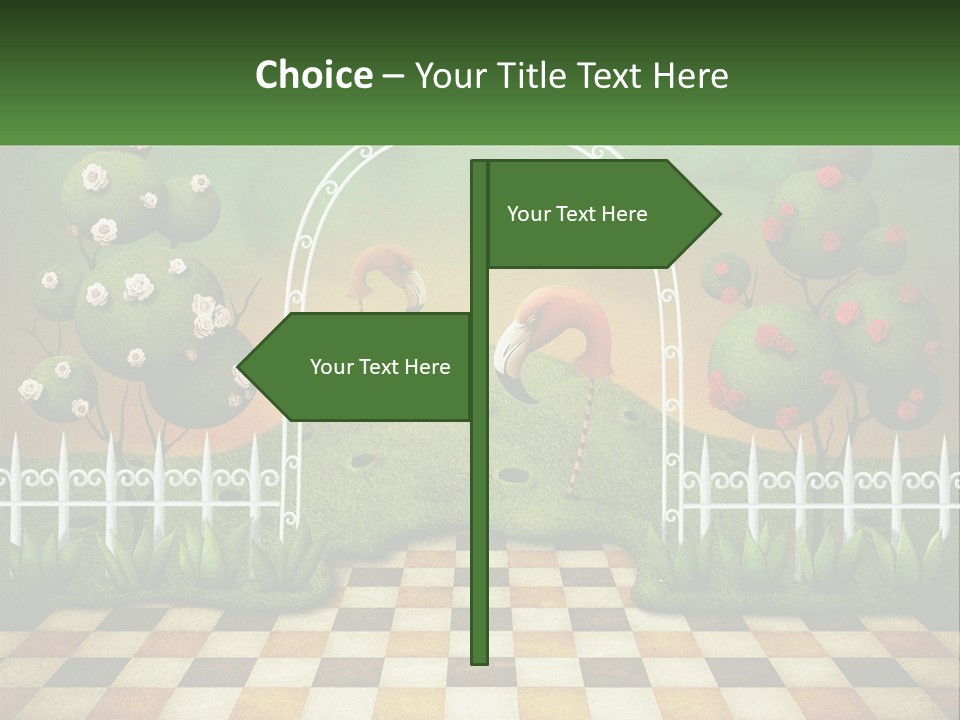 A Picture Of A Green Hill With Flamingos In It PowerPoint Template