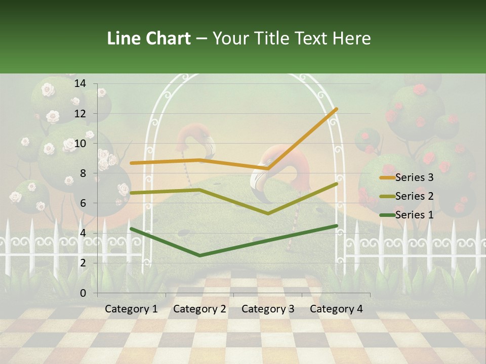 A Picture Of A Green Hill With Flamingos In It PowerPoint Template