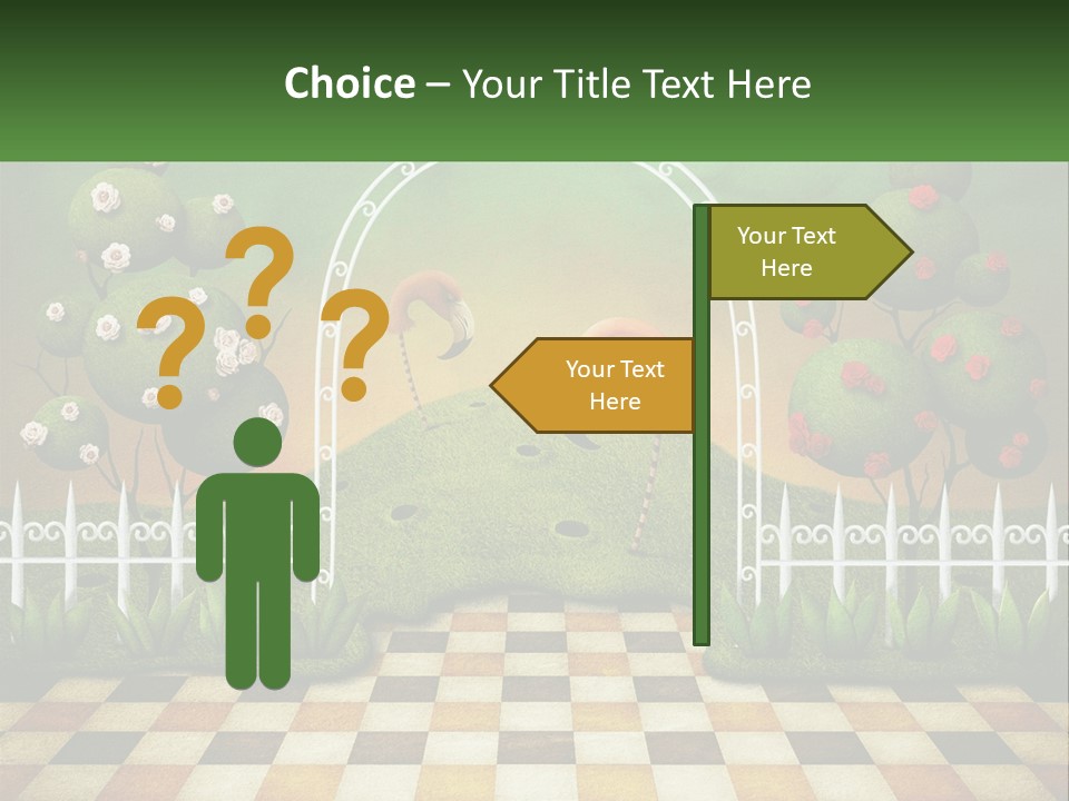 A Picture Of A Green Hill With Flamingos In It PowerPoint Template