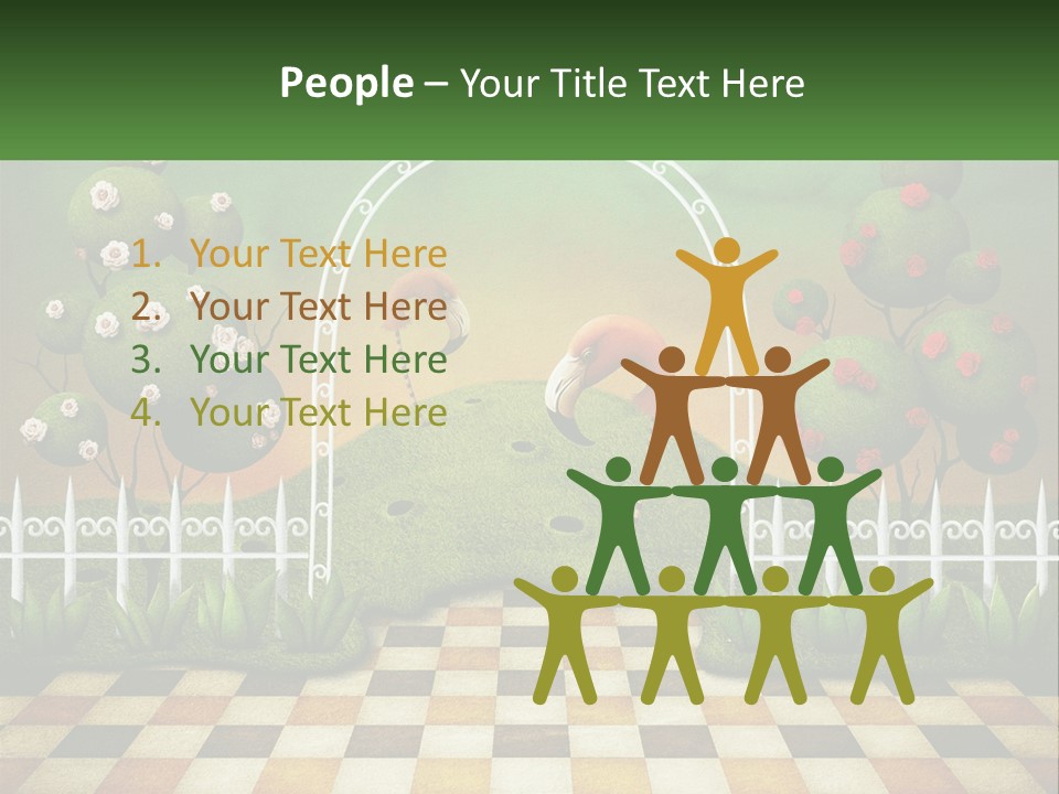 A Picture Of A Green Hill With Flamingos In It PowerPoint Template