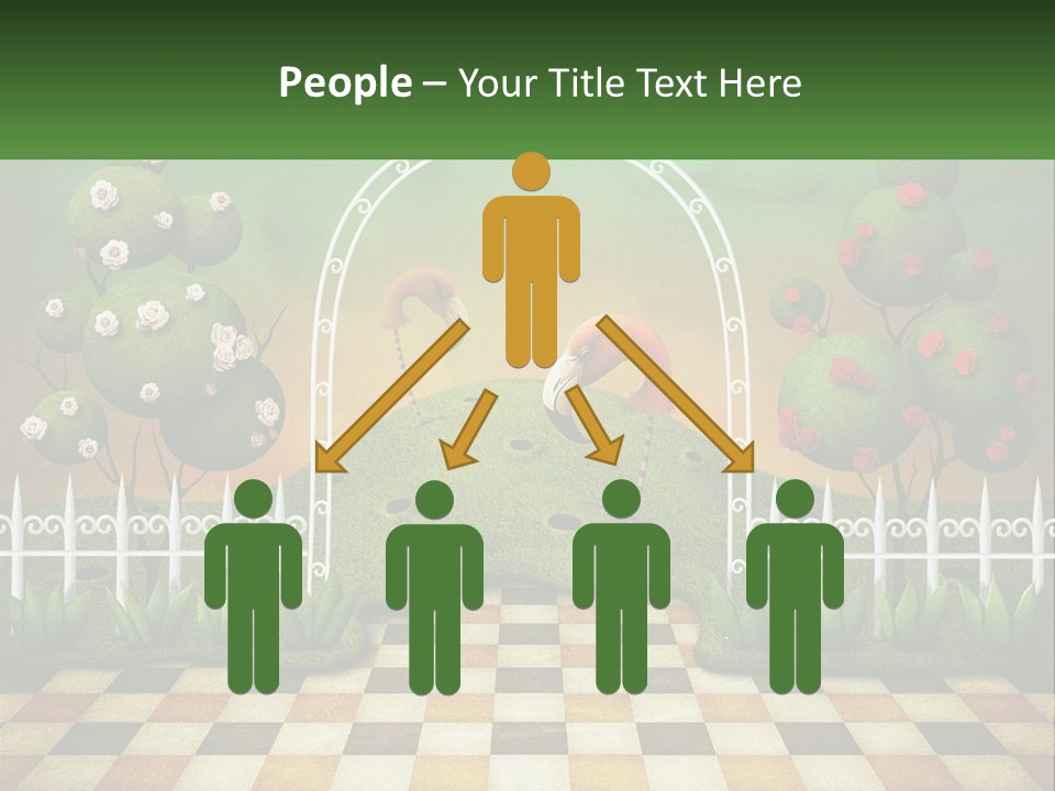 A Picture Of A Green Hill With Flamingos In It PowerPoint Template