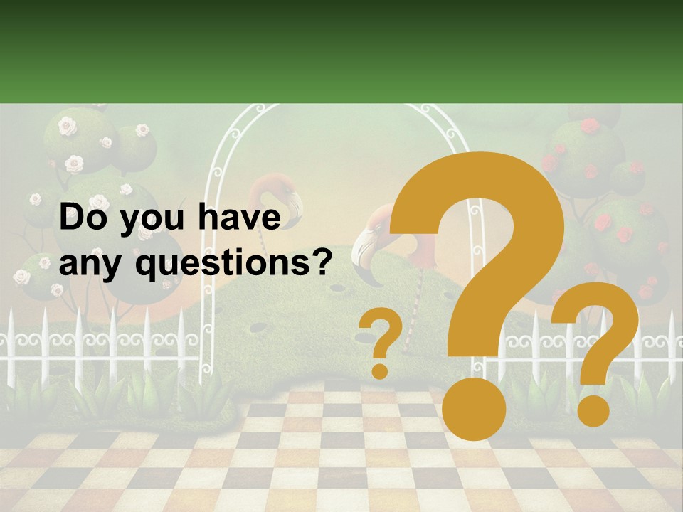 A Picture Of A Green Hill With Flamingos In It PowerPoint Template