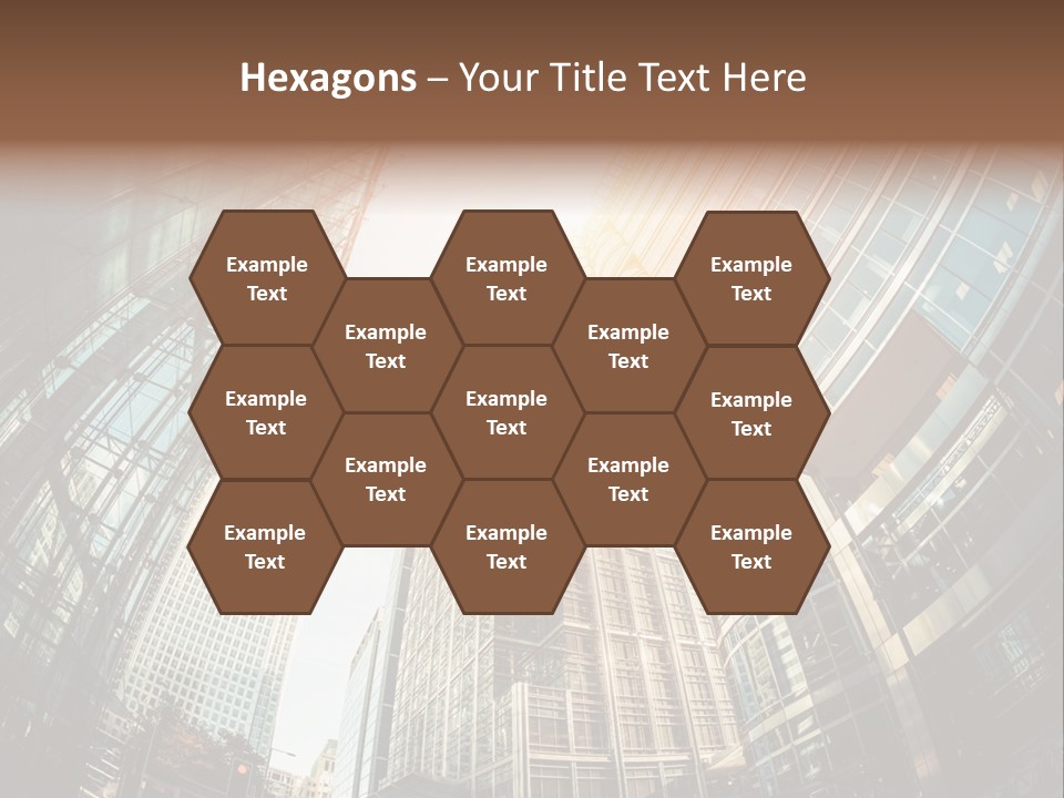 A Group Of Skyscrapers With The Sun Shining Through Them PowerPoint Template