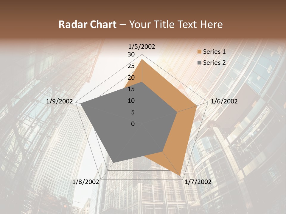 A Group Of Skyscrapers With The Sun Shining Through Them PowerPoint Template