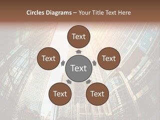 A Group Of Skyscrapers With The Sun Shining Through Them PowerPoint Template