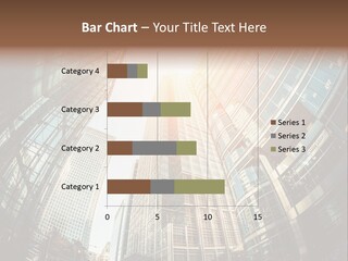 A Group Of Skyscrapers With The Sun Shining Through Them PowerPoint Template