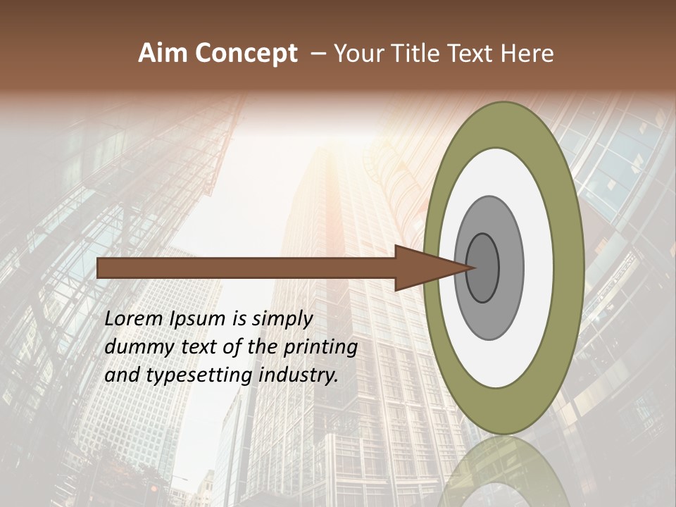 A Group Of Skyscrapers With The Sun Shining Through Them PowerPoint Template