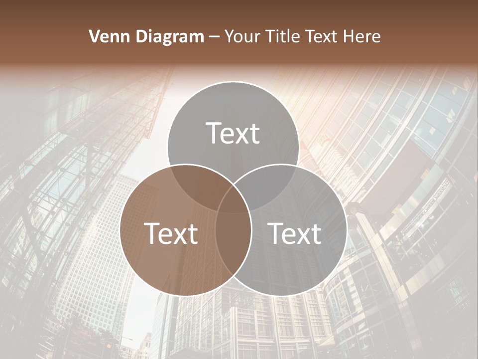 A Group Of Skyscrapers With The Sun Shining Through Them PowerPoint Template