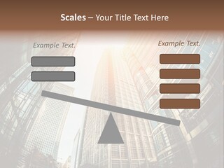 A Group Of Skyscrapers With The Sun Shining Through Them PowerPoint Template