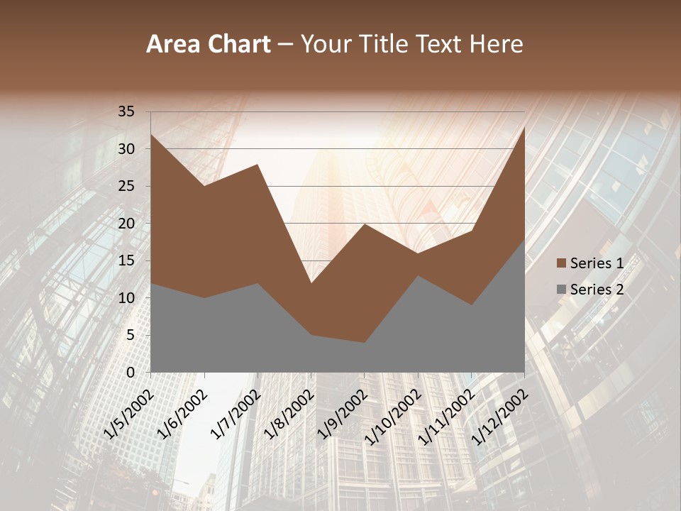 A Group Of Skyscrapers With The Sun Shining Through Them PowerPoint Template