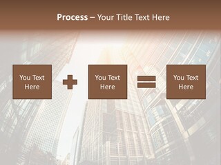 A Group Of Skyscrapers With The Sun Shining Through Them PowerPoint Template