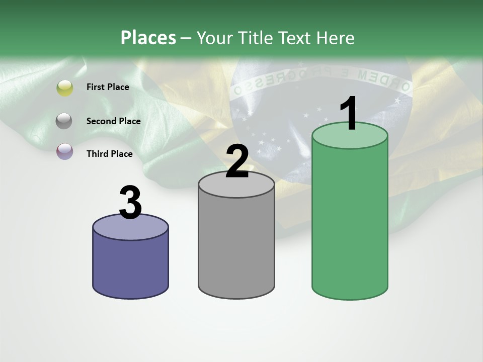 The Flag Of Brazil On A Green And White Background PowerPoint Template