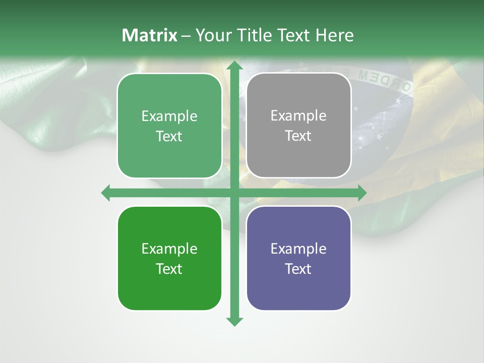 The Flag Of Brazil On A Green And White Background PowerPoint Template