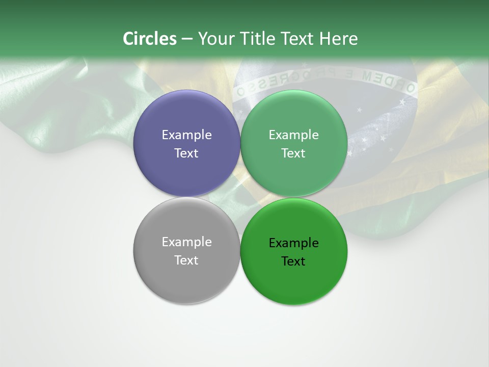 The Flag Of Brazil On A Green And White Background PowerPoint Template