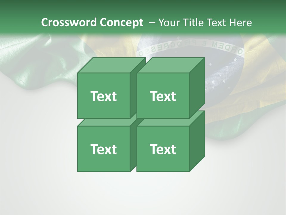 The Flag Of Brazil On A Green And White Background PowerPoint Template